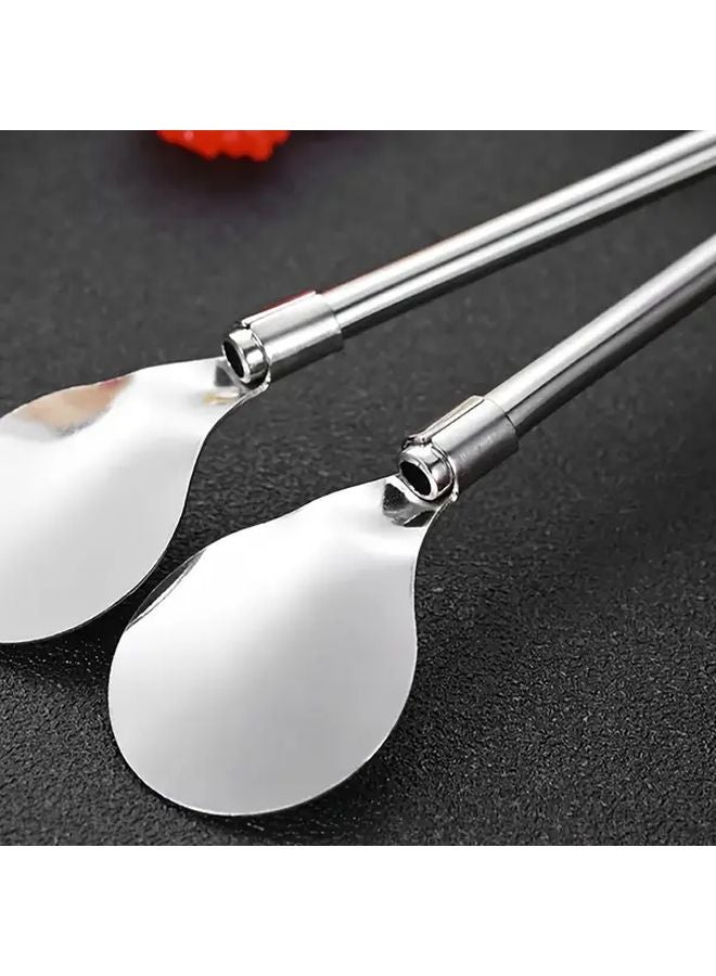 7 Piece Silvery Stainless Steel Iced Tea Spoon And Straw Set With Cleaning Brush - Image 5